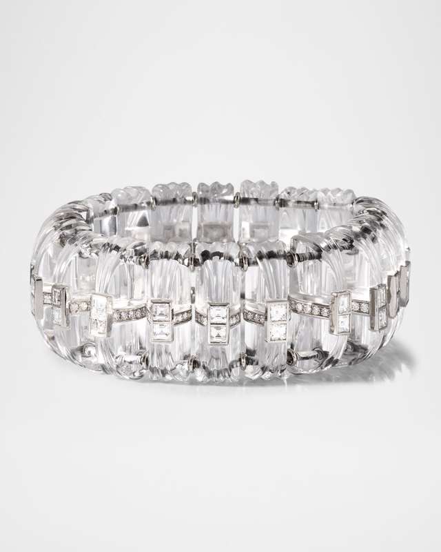 Platinum Crystal Quartz Bracelet with Diamonds